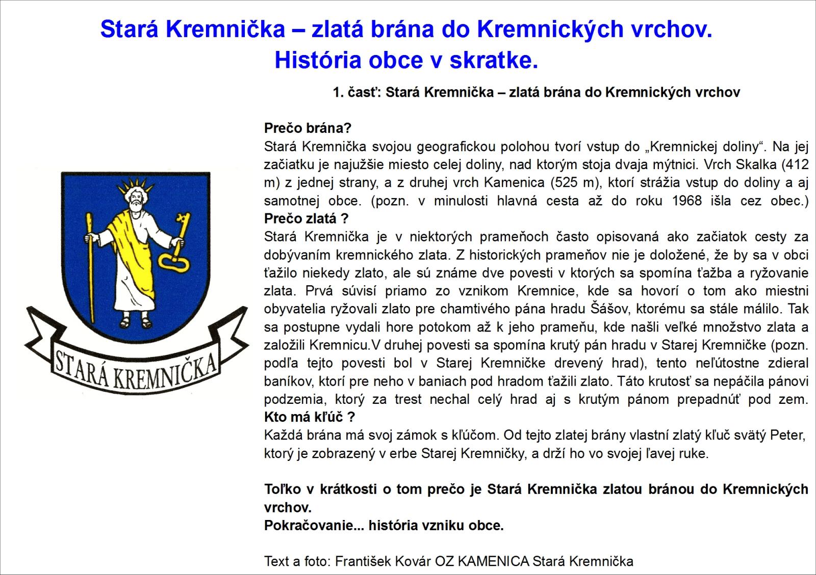 Fotogaléria Stará Kremnička - zlatá brána do Kremnických vrchov (8) Stará Kremnička - zlatá brána do Kremnických vrchov