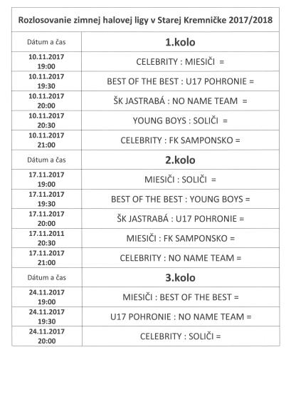 Fotogaléria Rozlosovanie zimnej halovej ligy v Starej Kremničke 2017/2018 (6) Rozlosovanie zimnej halovej ligy v Starej Kremničke 2017/2018